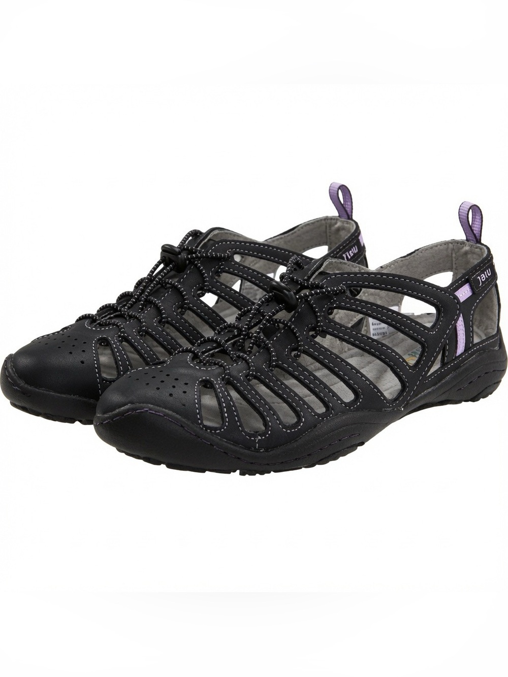 JBU Black and Purple Strappy Casual Sandals